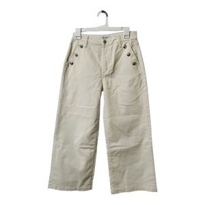 Juicy Couture Womens Pants 27 White Wide Legs Corduroy Coastal Cropped High Ri